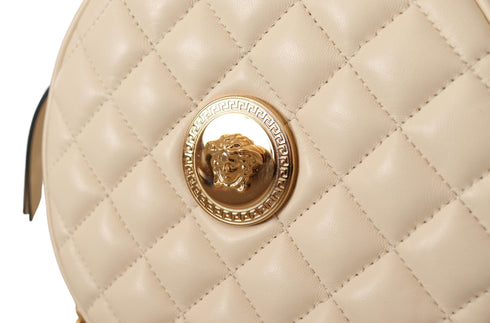 Versace White Nappa Leather Medusa Round Shoulder Bag
